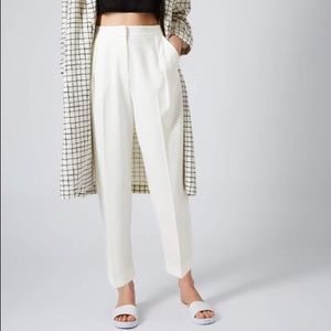 NWT TopShop White Crepe High Waist Trousers Size 8